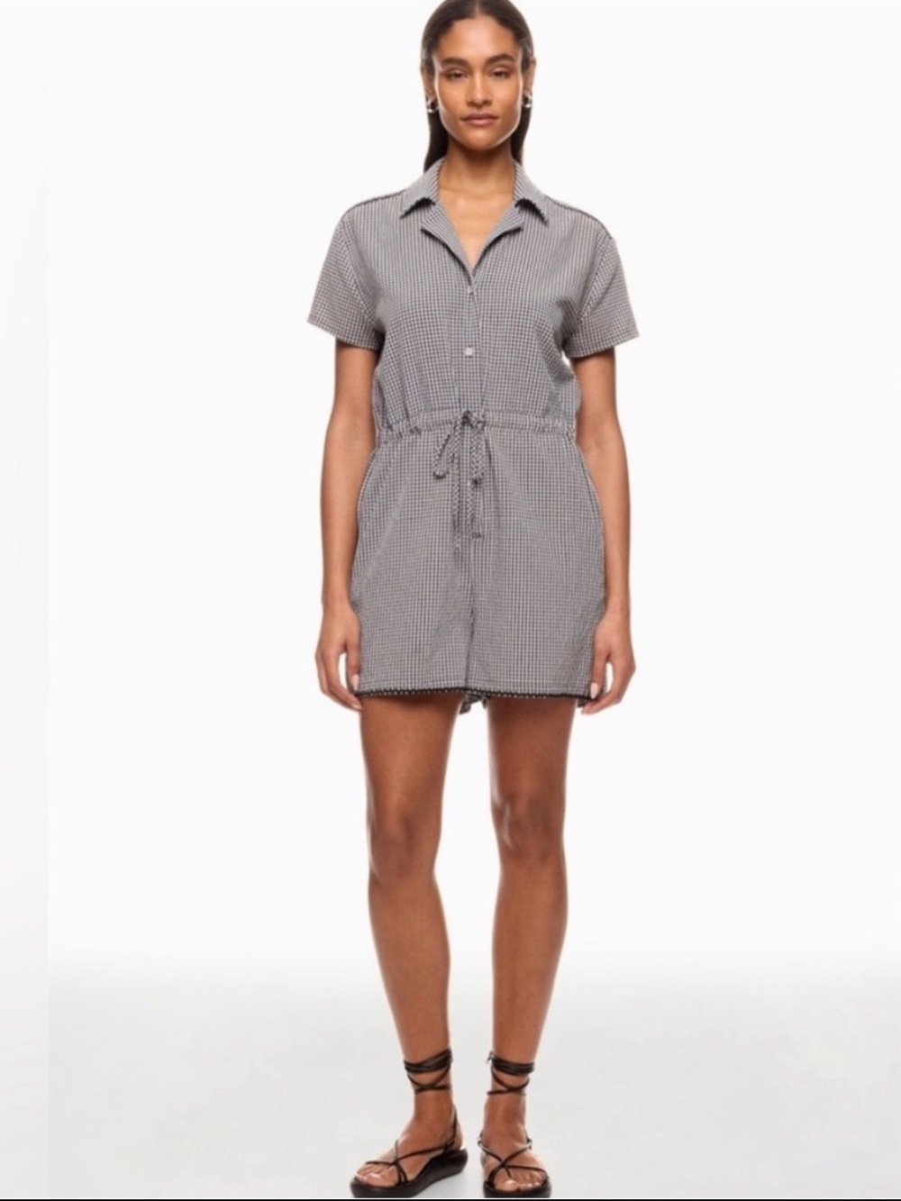Solid & Striped Estelle Gingham Seersucker Embroidered Trim Romper Size Large - Picture 11 of 11